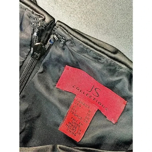 JS Collections Women's Black Sleeveless Ruffles Party Cocktail Mini Dress Size 8 - Picture 4 of 11